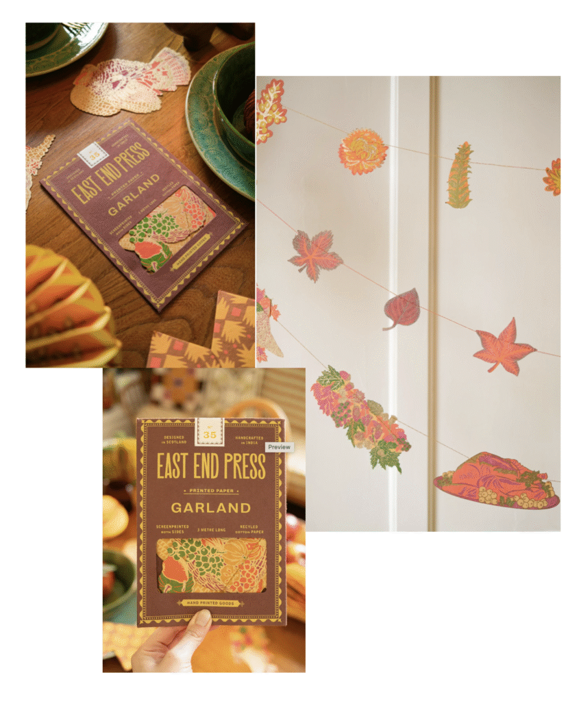 East End Press Thanksgiving paper garland for families with young children adding a festive touch to their home for the holidays